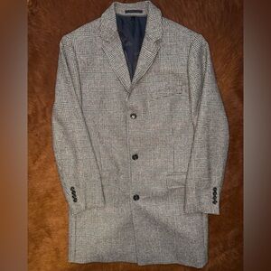 J. Crew Men's Black and White Checkered Topcoat